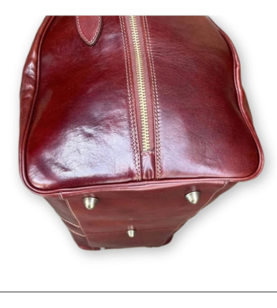 Antony - Borsone in pelle marrone classico | Bagaglio a mano artigianale Made in Italy