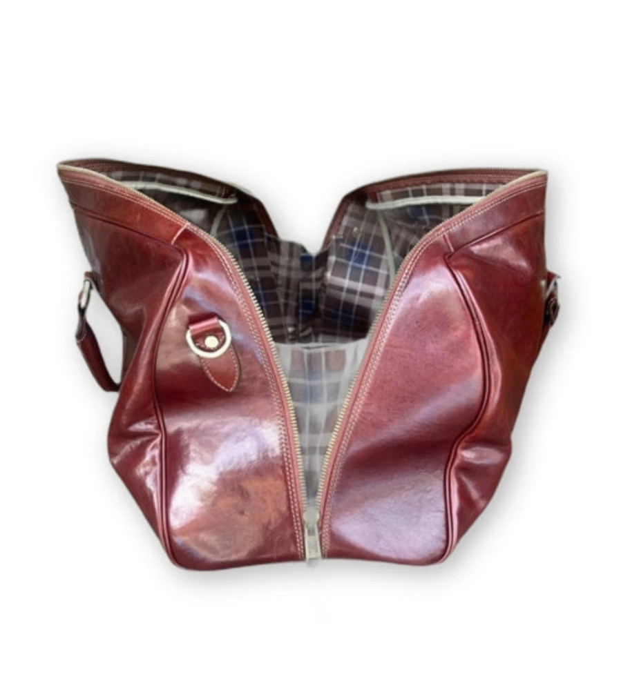 Antony - Borsone in pelle marrone classico | Bagaglio a mano artigianale Made in Italy