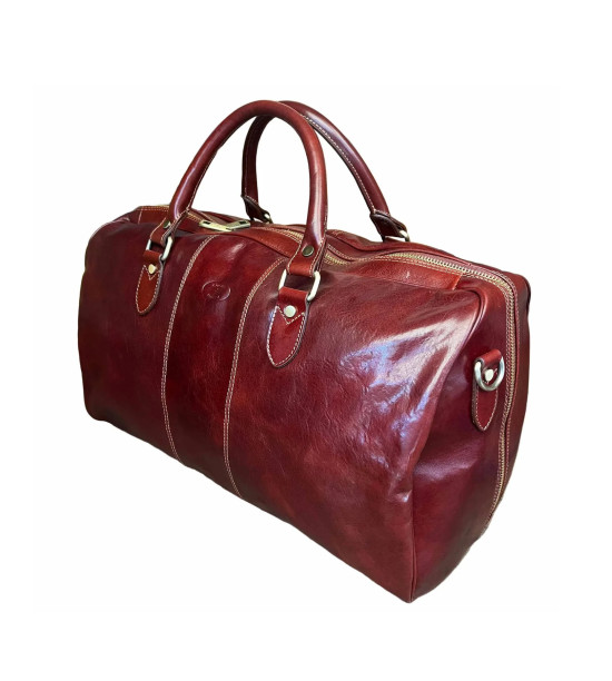 Antony - Borsone in pelle marrone classico | Bagaglio a mano artigianale Made in Italy