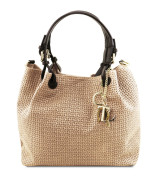 Giudy - Borsa Shopping in Pelle Stampa Intrecciata